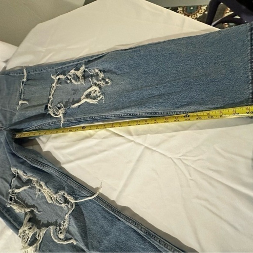 Aeropostale High Rise Baggy Distressed Jeans Blue 14 Reg 100% Cotton - Picture 4 of 14